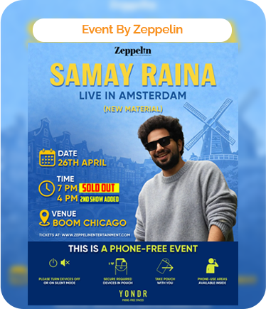 Samay Raina in Amsterdam performing a small intimate show where he will be doing new jokes from his upcoming show